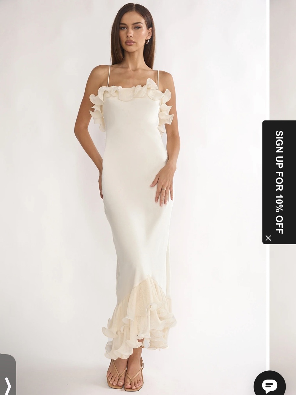 Selfie Leslie Ivory Ruffle Midi Slip Dress